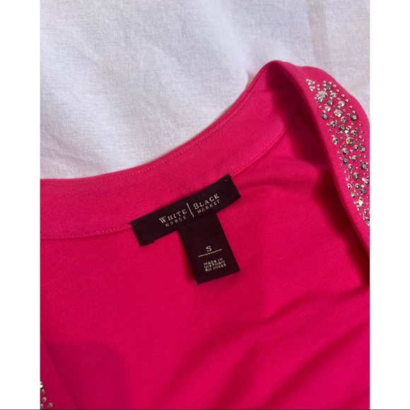 White House Black Market Hot Pink Fitted Tank With Rhinestones - Picture 4 of 5